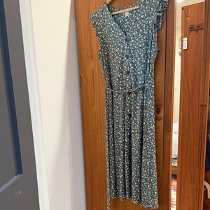 Monteau Blue Floral Midi Dress